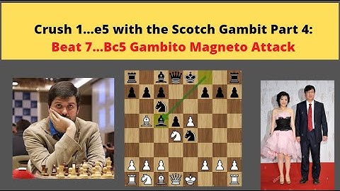 Crush 1...e5 with the Scotch Gambit part 4:  BEAT THE 7...  Bc5 Gambito Magneto attack