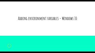How to add environment variable for Java JDK in windows 10