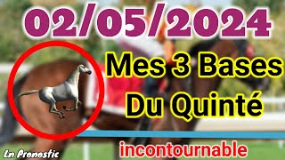 Pronostics PMU Mes 3 bases incontournable JEUDI 02 MAI 2024 CHANTILLY