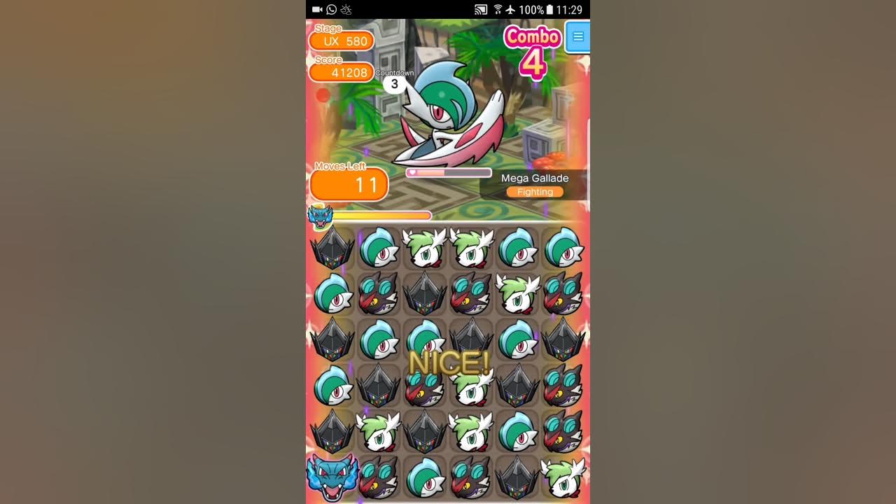 Pokemon Shuffle Mobile Ux Stage 580 Mega Gallade ポケとる スマホ版 Youtube