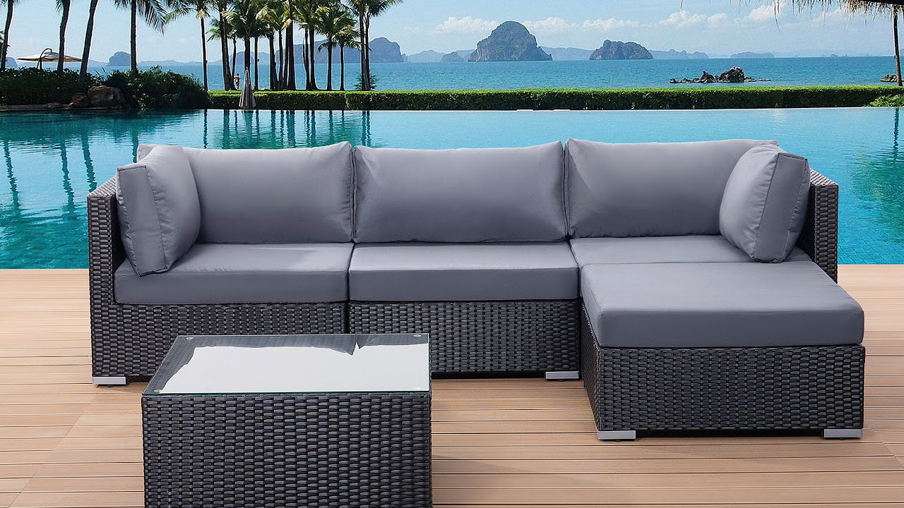 Gartenmöbel schwarz rattanmöbel polyrattan lounge gartensofa ... Welcher tisch zu beagen sofa