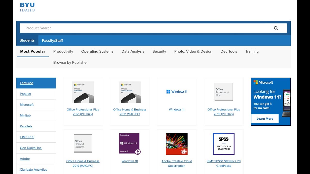 Download Microsoft Office (2019 or 2021) for free as a Pathway BYUI