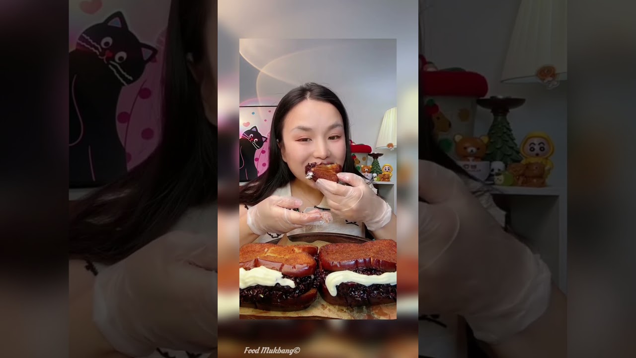 ASMR MUKBANG FRIED BREAD FILLED WITH RED BEANS  
