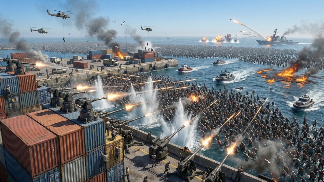 Total Sea INVASION: 4,500,000 Monsters vs Turret Gatling Defense! UEBS 2