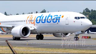 FlyDubai 737 MAX 8 Taxi And Takeoff From Boeing Field