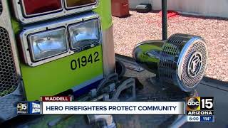 Firefighters recall helping protect crash victim and taking cover after suspect opened fire