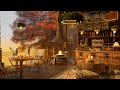 Autumn Rooftop Cozy Coffee Shop ☕ Smooth Piano Jazz Music for Relaxing, Studying and Working