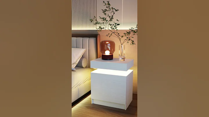 LIKIMIO Modern Nightstand with LED Light & Wireless Charging💝