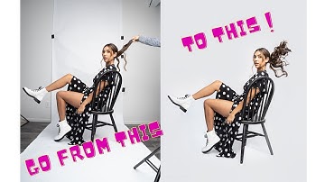 Full Photoshop Edit - Make a busy background high key white with model Michelle