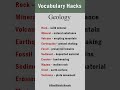 Geology Vocabulary Words in English