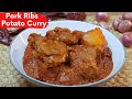 Delicious tender dry pork ribs curry with potato recipe