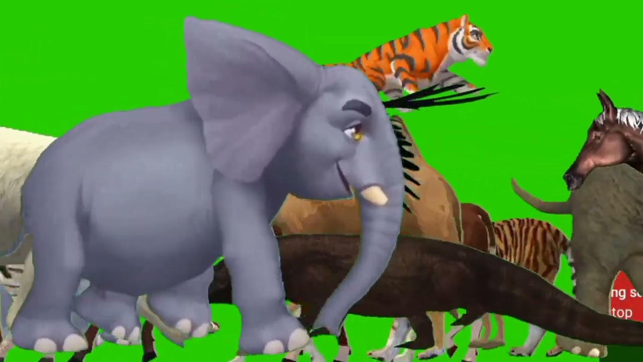 Long side game with elephant cow gorilla horse monkey tiger 3D animal stampede! #cartoon #animals 