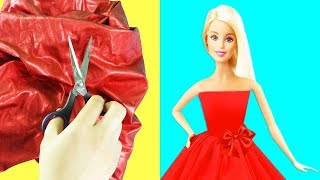 How to make no-sew no glue barbie clothes / clothing: dress, skirt,
blouse, bathing suit, etc. in just 1 minute! a princess doll dress
minut...