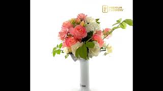 Pink Sprays - Platinum White Vase