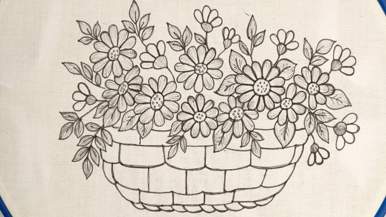 Very easy and beautiful hand embroidery basket design l Basic stitches l Cast on stitch flowers