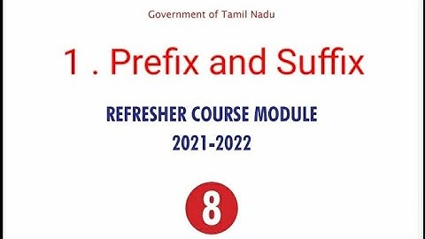 #8th standard Refresher course module...English answer key... unit 1.Prefix and Suffix...2021- 2022#
