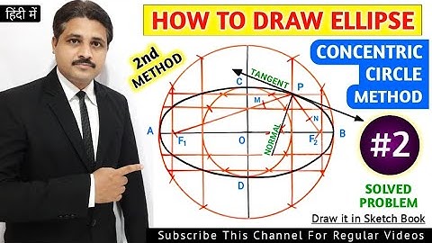 HOW TO DRAW ELLIPSE BY CONCENTRIC CIRCLE METHOD SOLVED PROBLEM 2 LECTURE IN HINDI