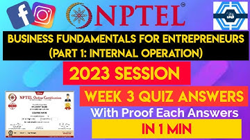 Business Fundamentals For Entrepreneurs (Part 1: Internal Operation) Week 3 Quiz Assignment NPTEL