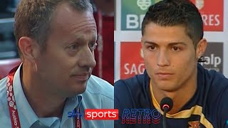 Cristiano Ronaldo being quizzed on his Manchester United future at Euro 2008