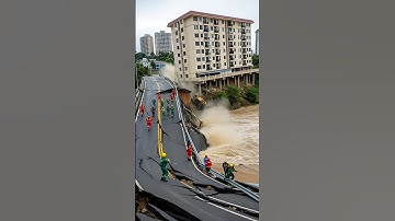 Riverbank Landslide Brings Down a High-Rise Apartment!