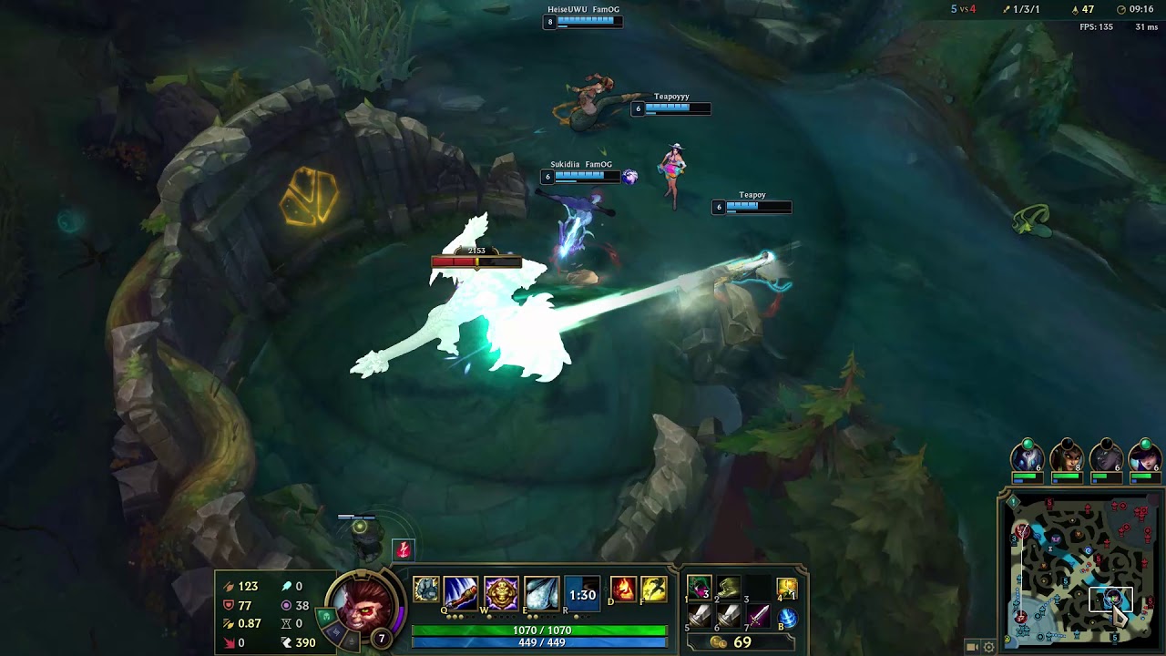 【League of Legends】[猴子Wukong 14杀 ] （VS 诺手 Darius）07.12.2019 - YouTube