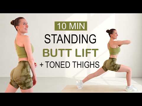 10 MIN STANDING BUTT LIFT + TONED THIGHS | Round Booty | No Equipment, No Repeat
