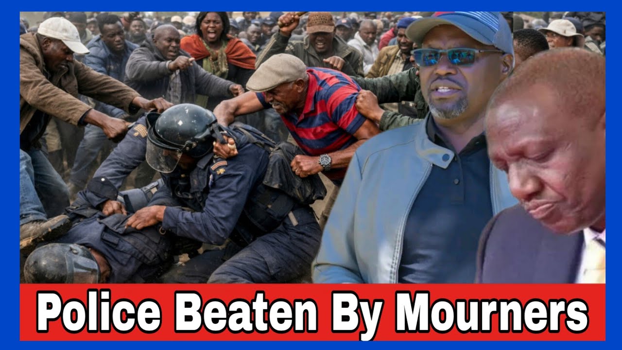 Chaos at Johana Ngeno funeral Police beaten by Angry mourners for confronting A woman at burial