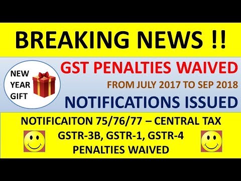 Gst Penalties Waived Notifications Issued Gst Late Fee Waived Youtube