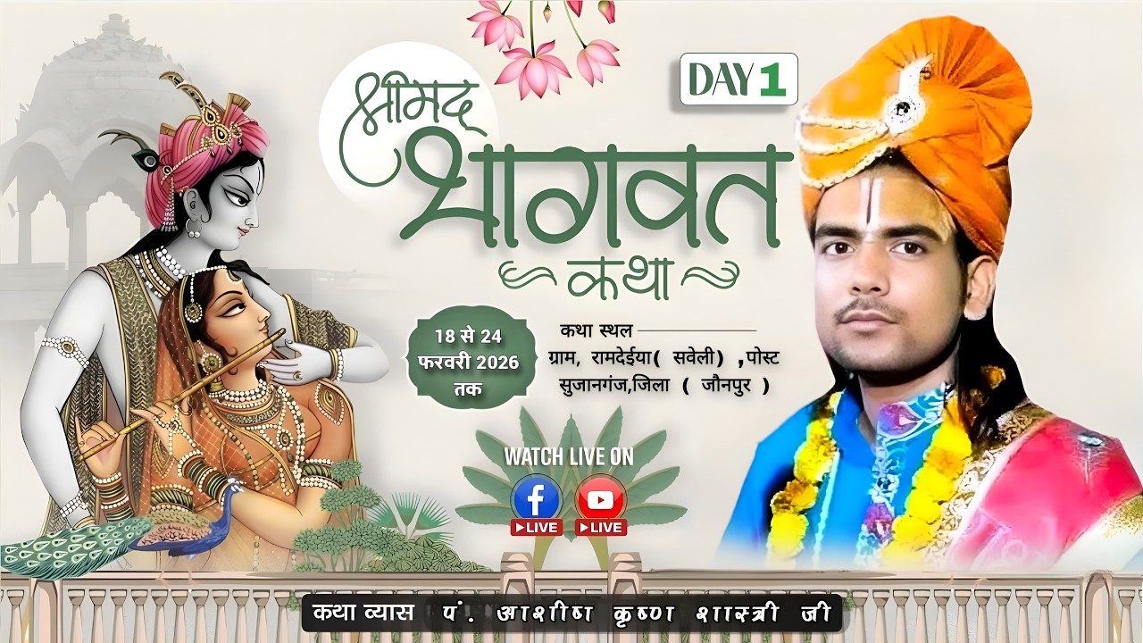 🛑live // DAY 1 पूज्य पंडित आशीष कृष्ण शास्त्री जी// स्थान:रमदेइया सुजानगंज जौनपुर |