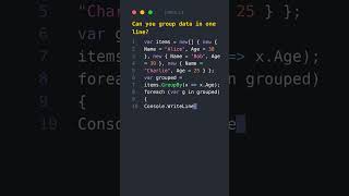 Group Data in One Line — C# LINQ Magic! #shorts #csharp
