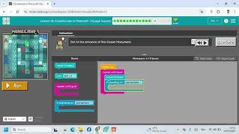 Lesson 18 Conditionals in Minecraft Voyage Aquatic 13  Express Course  code org  #Coding #Gmaing #We