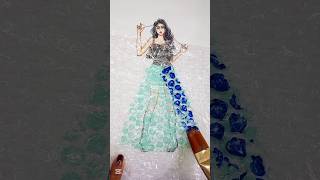 DIY bubble wrap rose dress 🌷+👗Frock design techniques #fashionillustration #shorts
