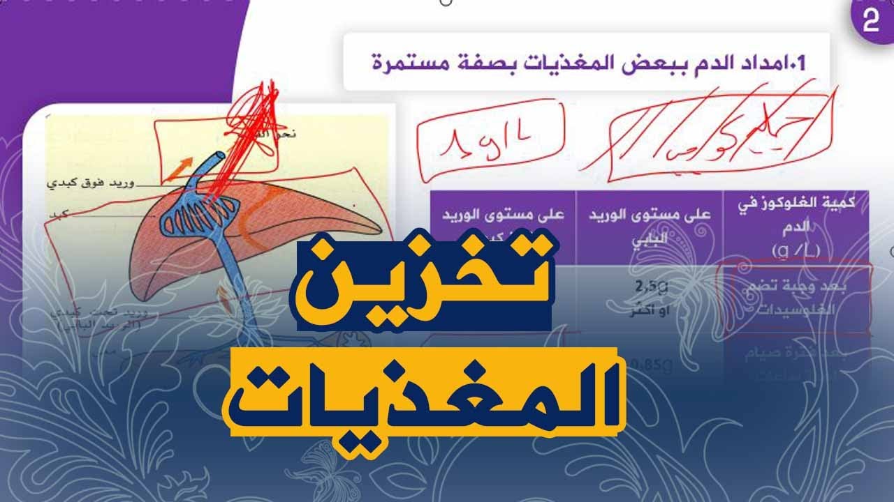 الدرس9: مسار نقل المغذيات و الاكسجين و اعضاء التخزين علوم طبيعية للسنة الرابعة متوسط الجيل الثاني