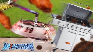 MEGABYTE crashes the BBQ! | This is Fighting Robots | Mech+