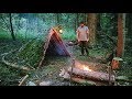 Primitive Shelter Build - Flint Steel fire & Rock Cooking