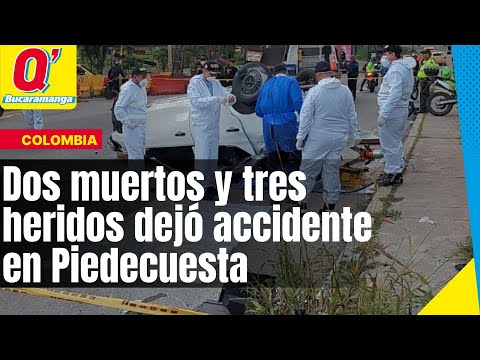 Dos muertos y tres heridos dejó accidente de tránsito en Piedecuesta