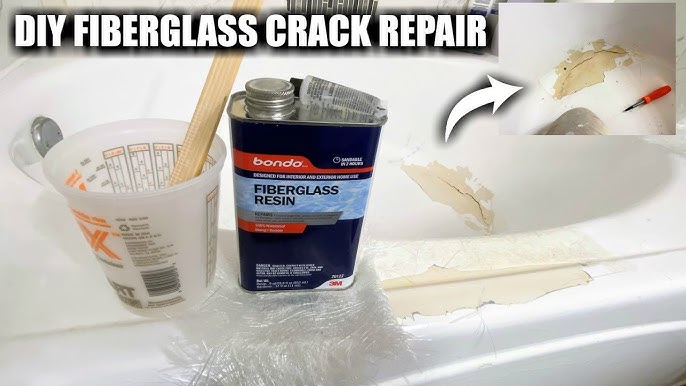 FIBERLGASS CRACK REPAIR  HOW TO REPAIR A CRACK IN A FIBERGLASS BATHTUB  USING FOAM & BONDO GLASS 