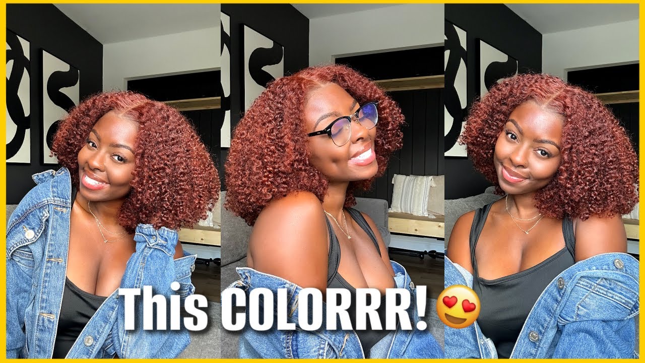 IM RED AGAIN! OBSESSED with this HAIR! | Kinky Curly textured wig EASY install KLAIYI HAIR
