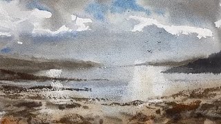 cloud reflections on water - watercolour demo for beginners