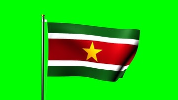 Suriname flag waving over green screen - royalty free footage