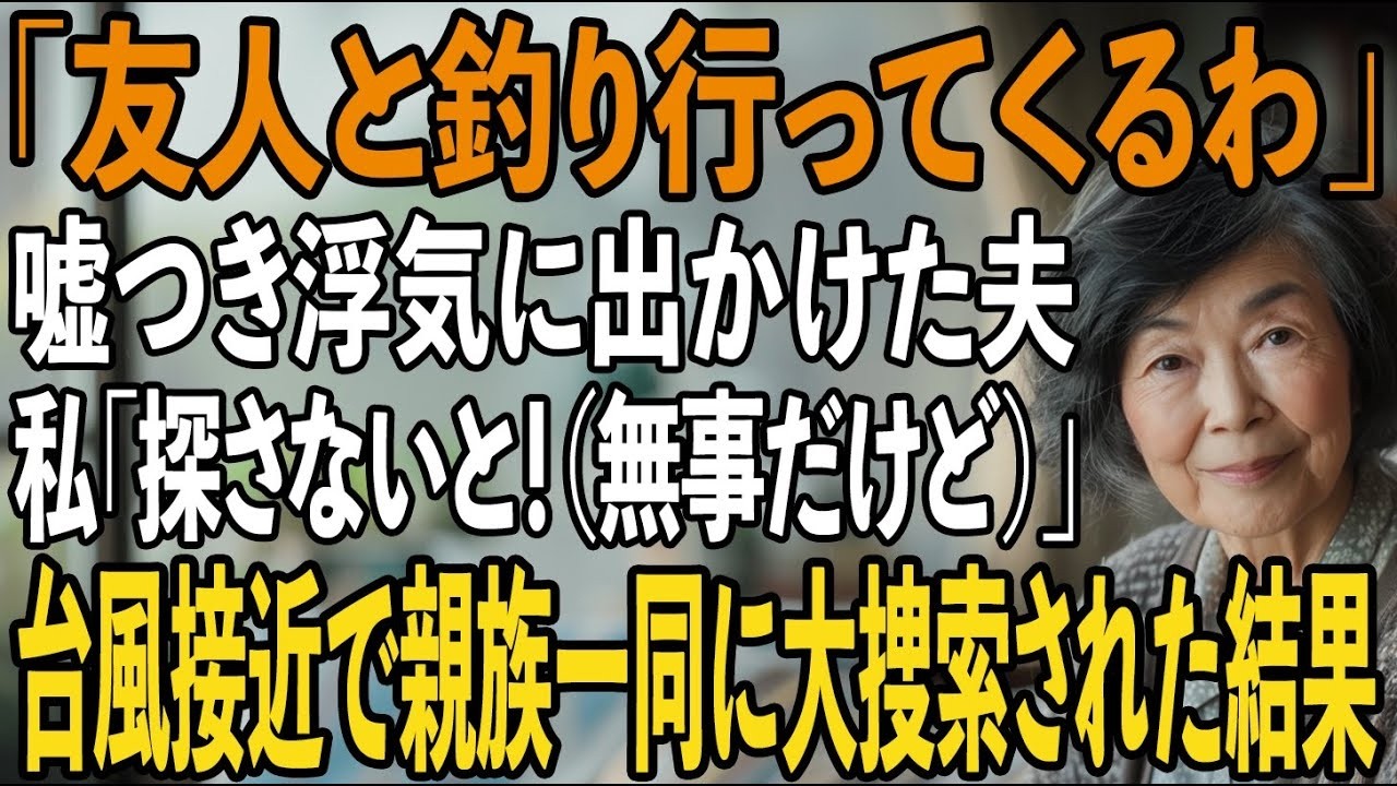 台風接近で学校も会社も休みになった朝、夫が釣り道具を手に「ちょっと友人と釣りに行ってくる」と言った。警報が鳴り響く中でのその一言に、私は違和感を覚えたが、いつもと変わらない笑顔で見送った。数分後、スマホに友人から一枚の写真が届く。雨の中、若い女性と腕を組んで歩く夫の姿がはっきりと映っていた。心臓がドクンと脈打つ。「やっぱり」という冷たい確信が胸に広がった。結婚して33年。介護福祉士として働き...