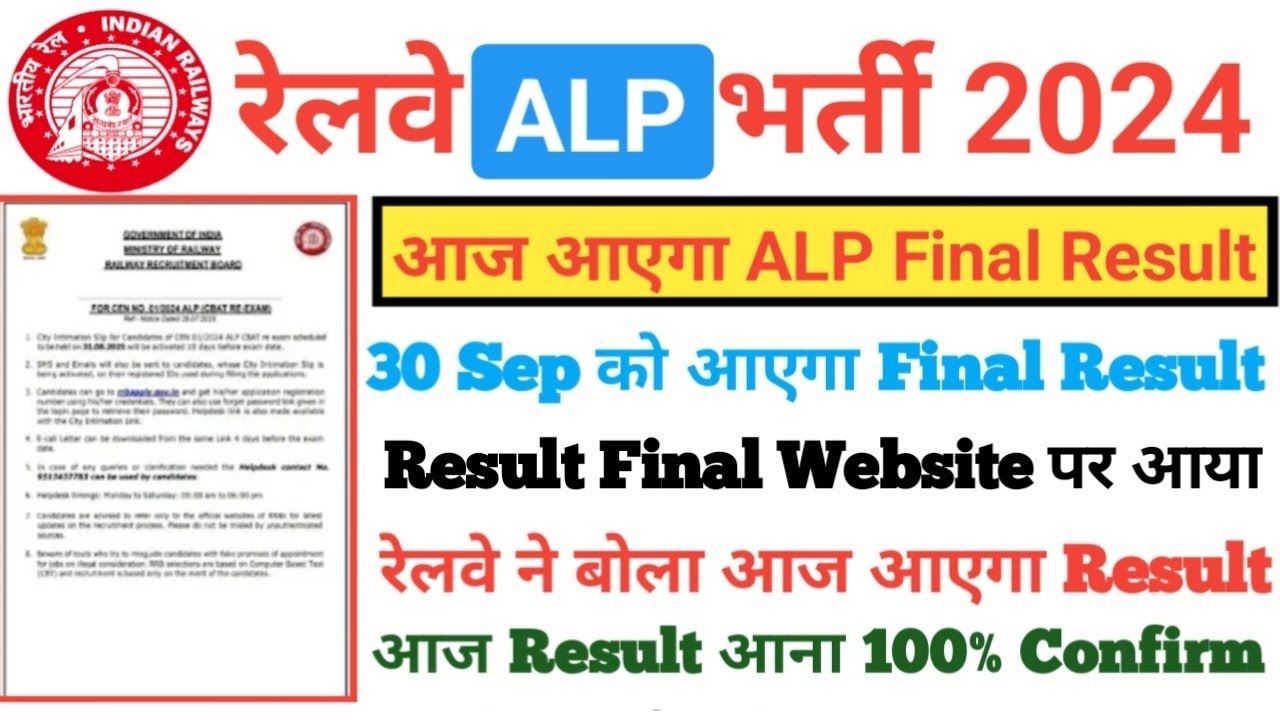 RRB ALP CBAT Result,RRB ALP Psycho Test,|RRB ALP Final Cutoff 2024,RRB ALP CBAT T-ScoreRRB ALP