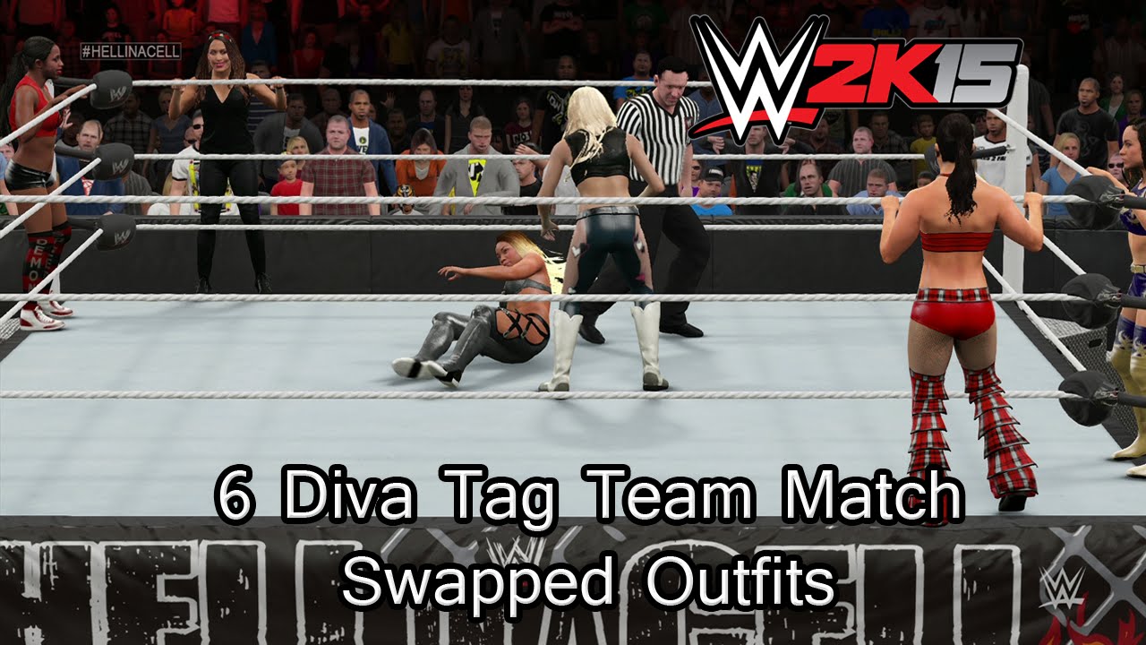 WWE 2K15 (PS4) 6 Diva Tag Team Match Swapped Attires