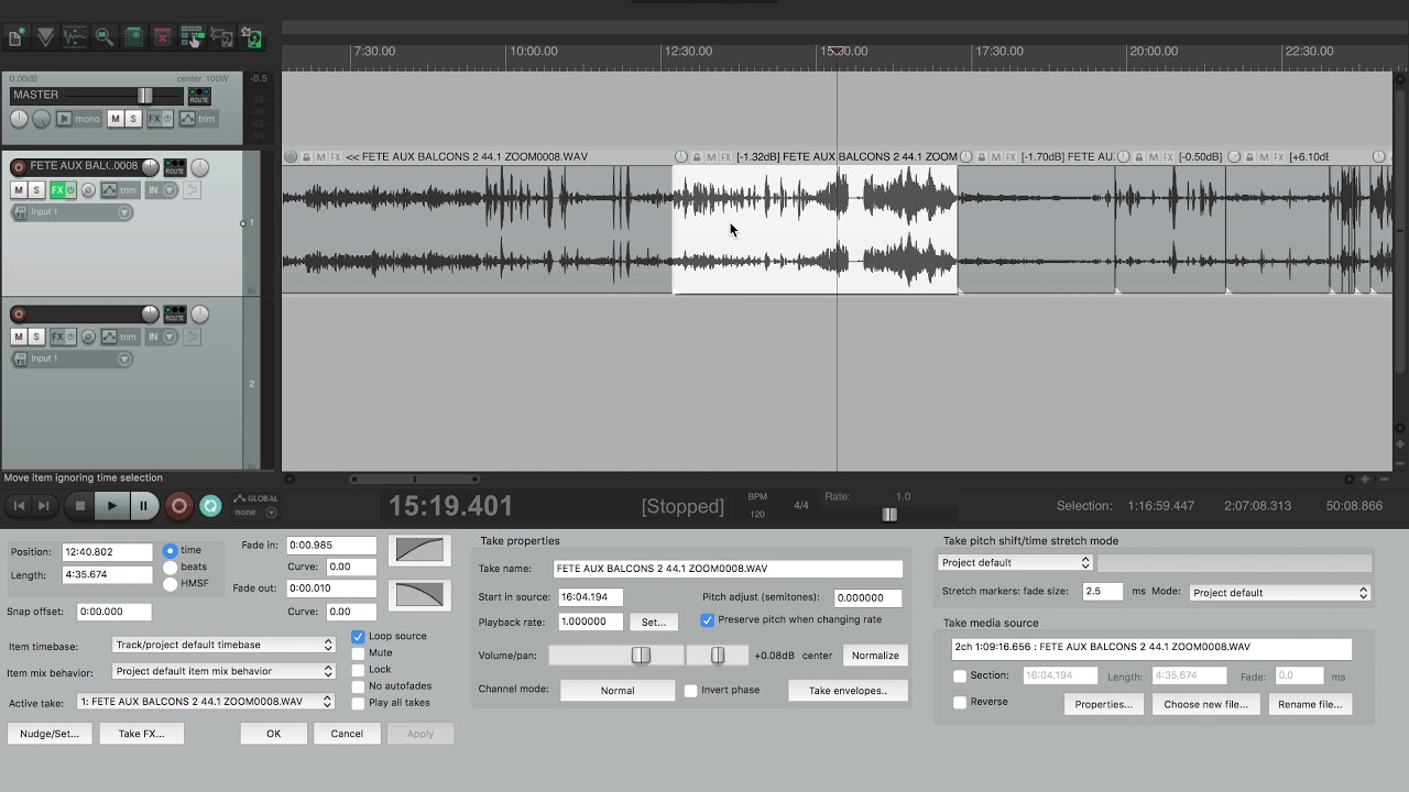 Régler le volume de vos sons sur reaper YouTube