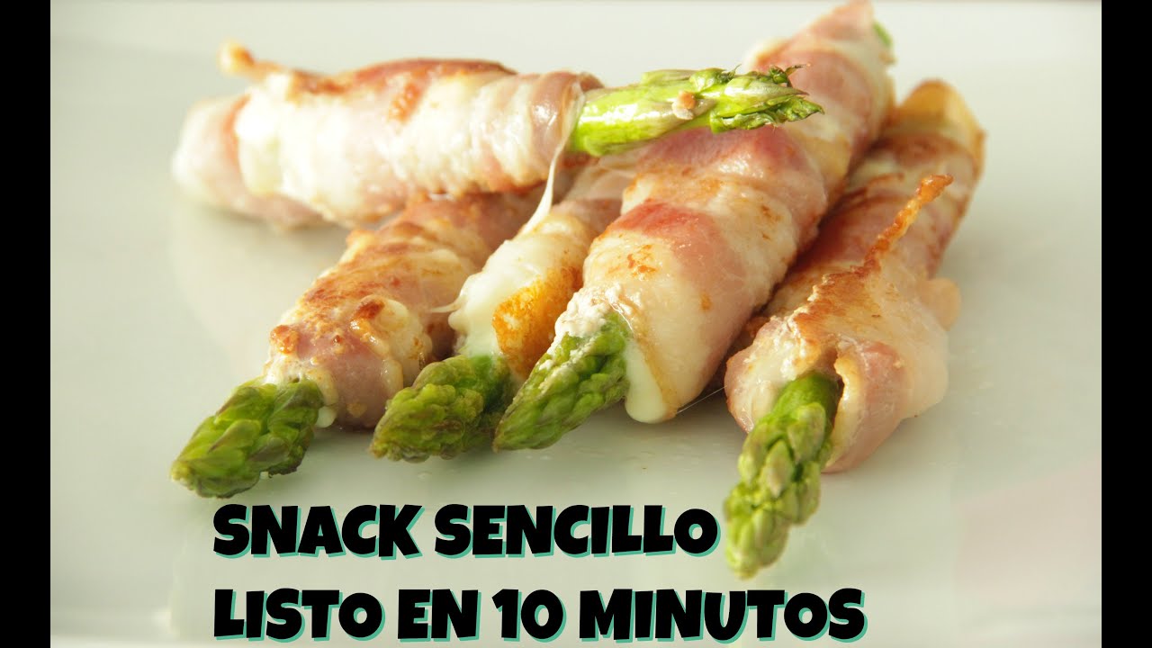 Esparrago y Queso enrollado en Tocino = Snack en 10 minutos