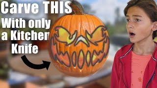 How to Carve THIS SCARY Pumpkin Face USING ONLY A KNIFE!