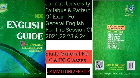 Jammu University Nee/Latest Syllabus Of G English Of 2nd Semester For 2021,22,23 & 24 Session,