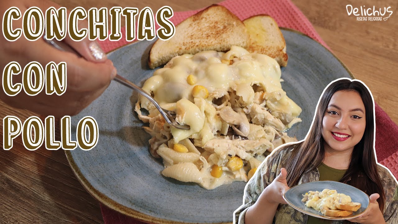 CONCHITAS CON POLLO Y CHAMPIÑONES | Pasta con pollo - YouTube