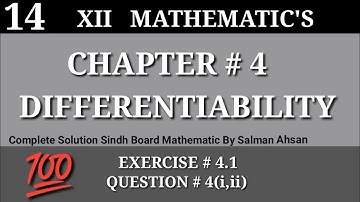 14||Chapter 4 Exercise 4.1 Question 4(i,ii) Differentiability Class 12 Sindh Board Math Second year