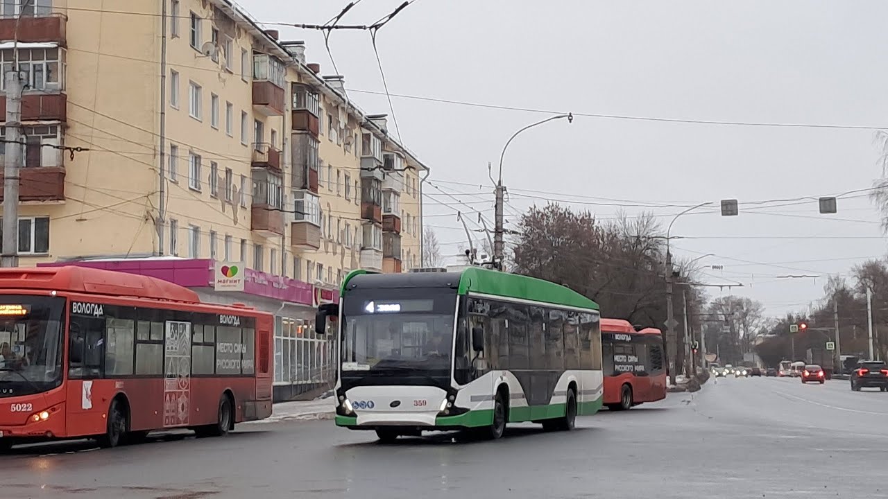 Поездка на троллейбусе ВМЗ-5298.01 №359 по маршруту 4 | г. Вологда